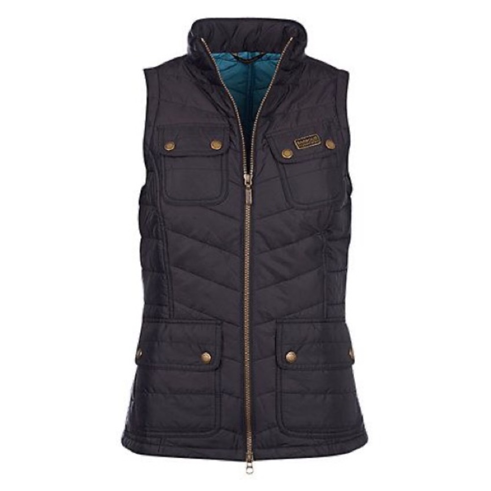 Barbour Black Quilted Vest with Chevron Stitching